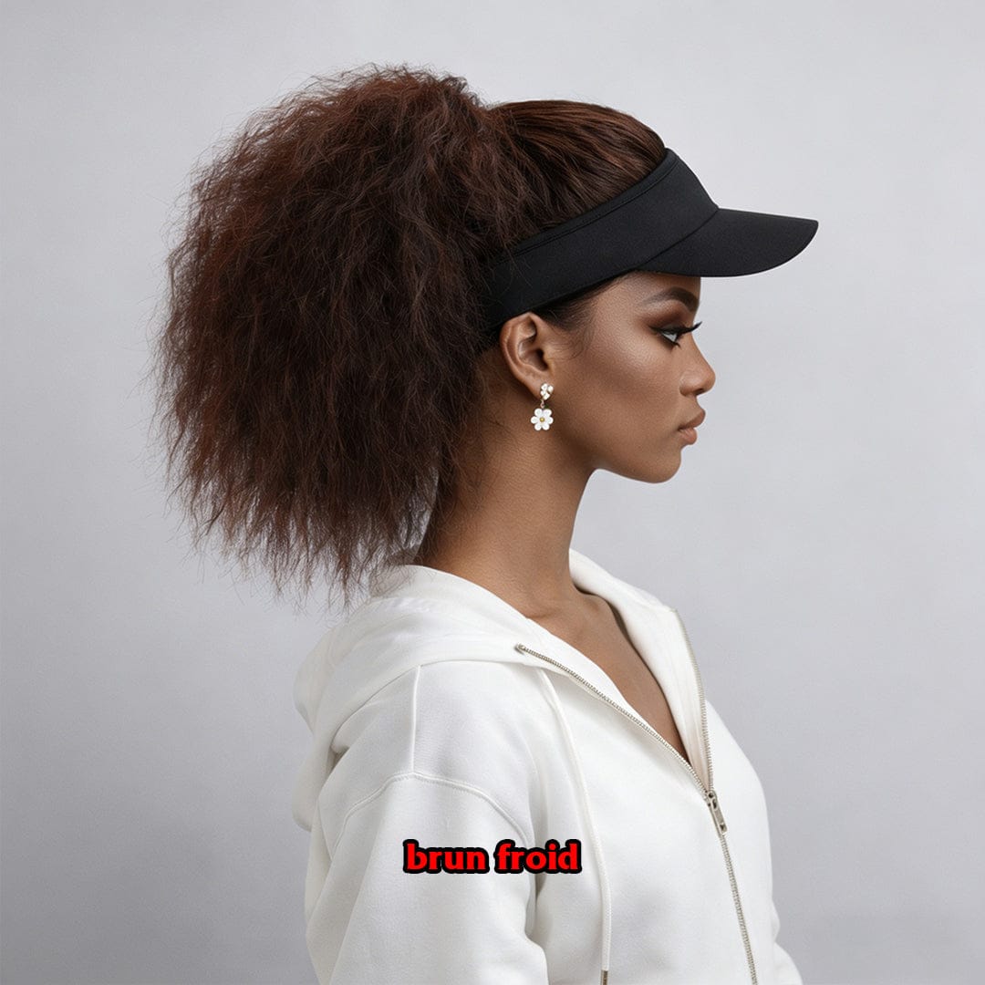ailuxyhair-fr Perruque Combo brun froid AILUXY Perruque Queue de Cheval Crépue avec Casquette – Texture Bouffante, Noir Naturel / Brun Froid / Brun Clair