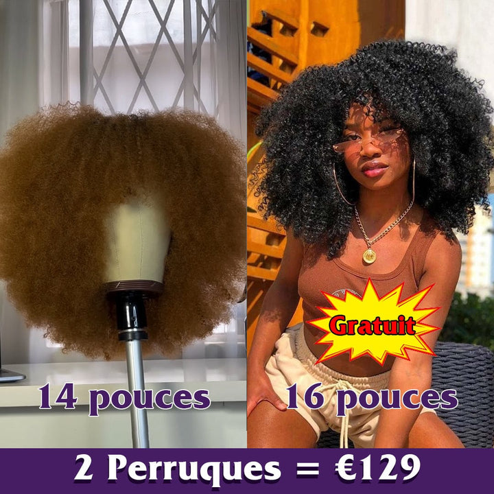 ailuxyhair-fr Perruque Combo Combo de 2 perruques AILUXY 2 Perruques = 129 € !! 1 Acheté = 1 Offert – Sans Colle Perruque 16 pouces SY Bob Avec Frange Afro Naturelle et Perruque 14 pouces Bob Avec Frange Afro Couleur miel blond – 100% Cheveux Humains