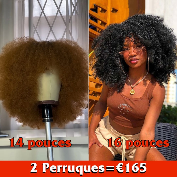 ailuxyhair-fr Perruque Combo Combo de 2 perruques AILUXY 2 Perruques = 165 € !! 1 Acheté = 1 Offert – Sans Colle Perruque 16 pouces  Bob Avec Frange Afro Naturelle et Perruque 14 pouces Bob Avec Frange Afro Couleur miel blond – 100% Cheveux Humains