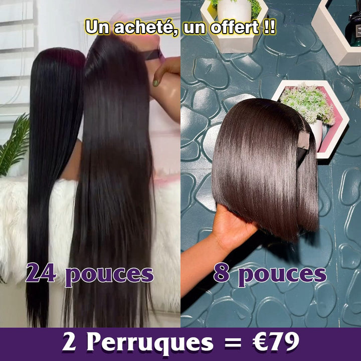 ailuxyhair-fr Perruque Combo Combo de 2 perruques AILUXY 2 Perruques = 79€ : Perruque lisse SY 24 pouces + Perruque lisse Bob 4x4 Lace 8 pouces. Haute qualité