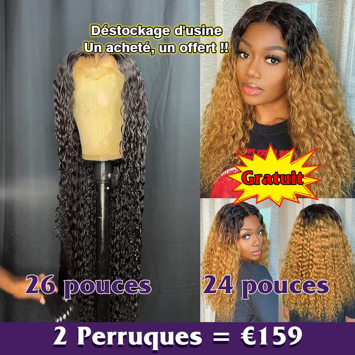 ailuxyhair-fr Perruque Combo Combo de 2 perruques AILUXY | Prix d'usine | 2 Perruques = 169€ | 1 acheté = 1 offert Perruque noir curly 13x4 Lace 26 pouces + Perruque Blended lisse SY 24 pouces curly 1B33# Cadeau |  identique à la photo