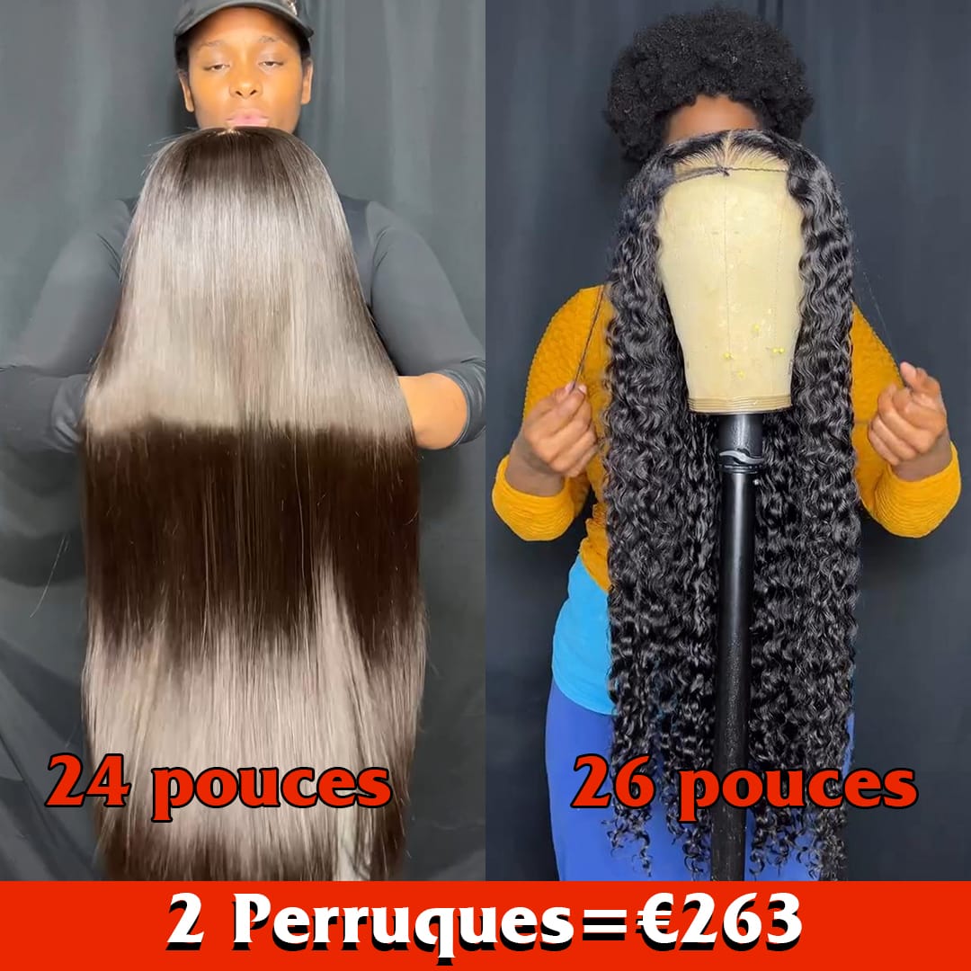 ailuxyhair-fr Perruque Combo Combo de 2 perruques AILUXY | Prix d'usine | 2 Perruques = 263€ | 1 acheté = 1 offert Perruque noir curly 13x4 Lace 26 pouces + Perruque Blended lisse SY 24 pouces Blended Cadeau |  identique à la photo