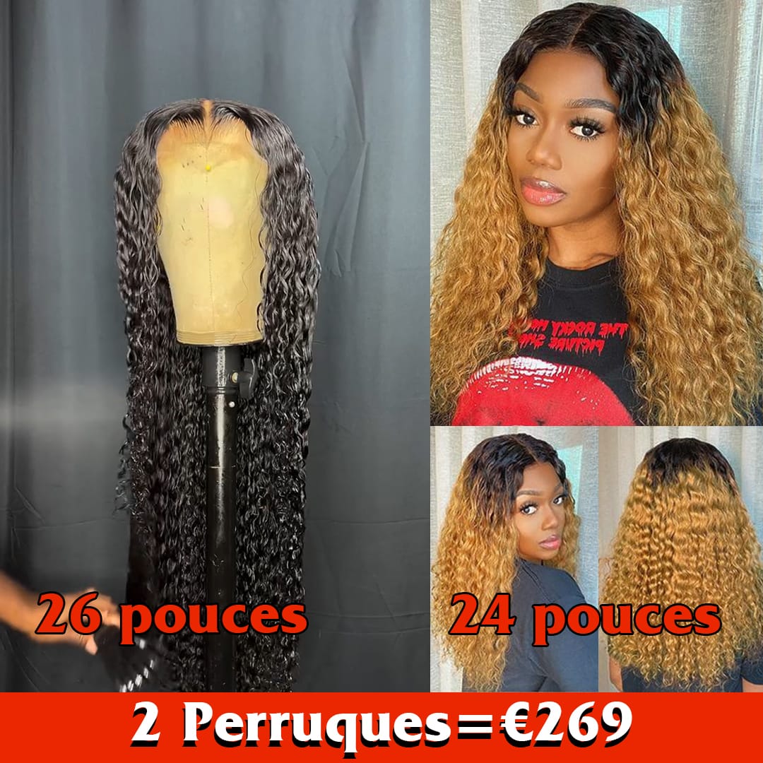 ailuxyhair-fr Perruque Combo Combo de 2 perruques AILUXY | Prix d'usine | 2 Perruques = 269€ | 1 acheté = 1 offert Perruque noir curly 13x4 Lace 26 pouces + Perruque Blended lisse SY 24 pouces curly 1B33# Cadeau |  identique à la photo