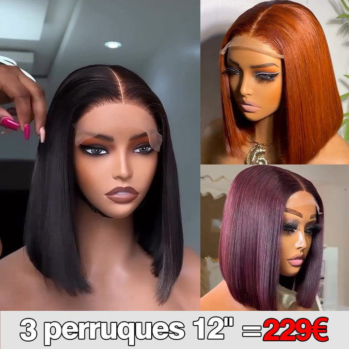 ailuxyhair-fr Perruque Combo Identique à la photo AILUXY 3 Perruques = €229 | Perruque Bob Lace Front 12 Pouces Lot de 3 Perruques Blended Lisses Multicolores