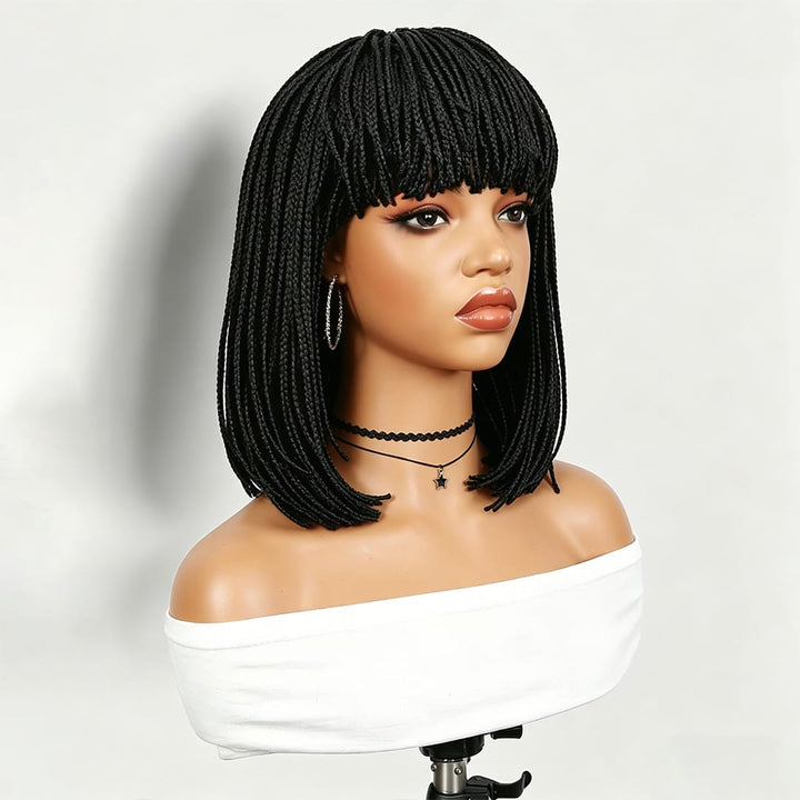 ailuxyhair-fr Perruque Combo Identique à la photo AILUXY Perruque Bob Box Braids Avec Frange Blended Cheveux Synthétiques Naturelle | Identique à la Photo