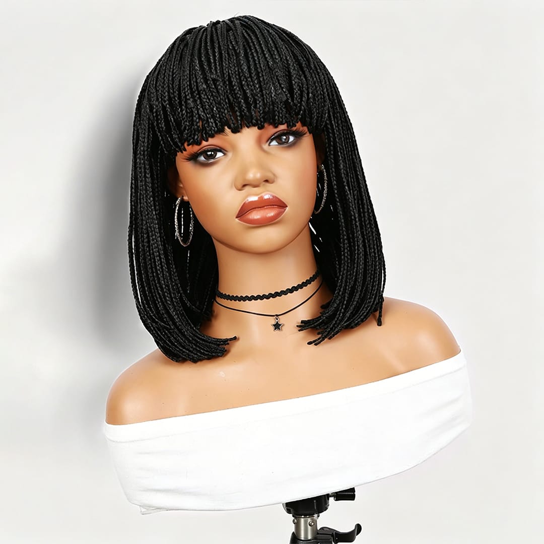 ailuxyhair-fr Perruque Combo Identique à la photo AILUXY Perruque Bob Box Braids Avec Frange Blended Cheveux Synthétiques Naturelle | Identique à la Photo