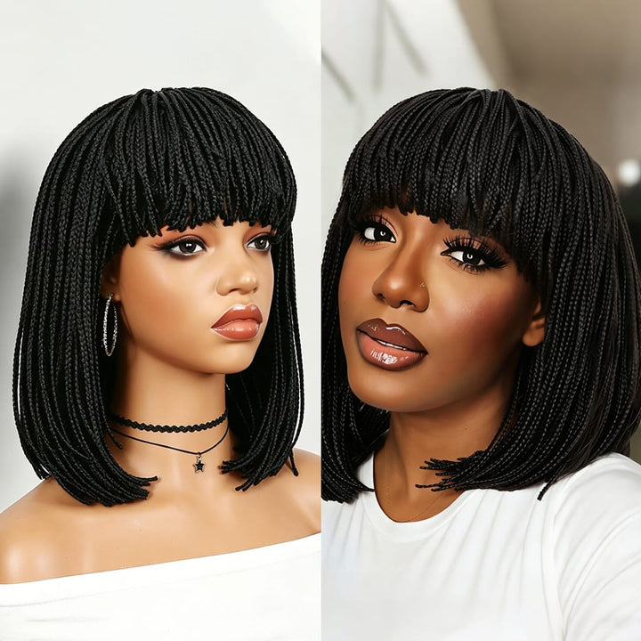 ailuxyhair-fr Perruque Combo Identique à la photo AILUXY Perruque Bob Box Braids Avec Frange Blended Cheveux Synthétiques Naturelle | Identique à la Photo