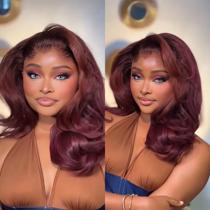 ailuxyhair-fr Perruque Combo Identique à la photo AILUXY Perruque Lace Front 13x4 Ondulations Bordeaux 100% Cheveux Humains Naturelle | Identique à la Photo