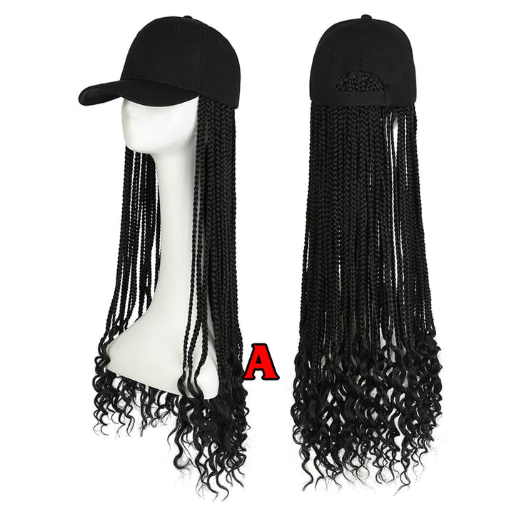 ailuxyhair-fr Perruque Combo Noir naturel AILUXY Casquette avec Perruque Longue Tresses avec Boucles à la Fin Noir naturel/Marron foncé- Identique à la photo