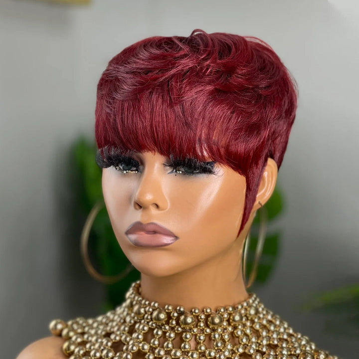 ailuxyhair-fr Perruque Coupe Pixie AILUXY Perruque 99J# Courte et Moderne - Fabrication Machine
