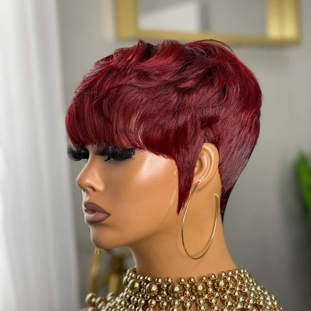 ailuxyhair-fr Perruque Coupe Pixie AILUXY Perruque 99J# Courte et Moderne - Fabrication Machine