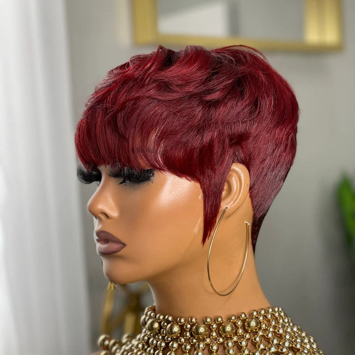 ailuxyhair-fr Perruque Coupe Pixie AILUXY Perruque 99J# Courte et Moderne - Fabrication Machine