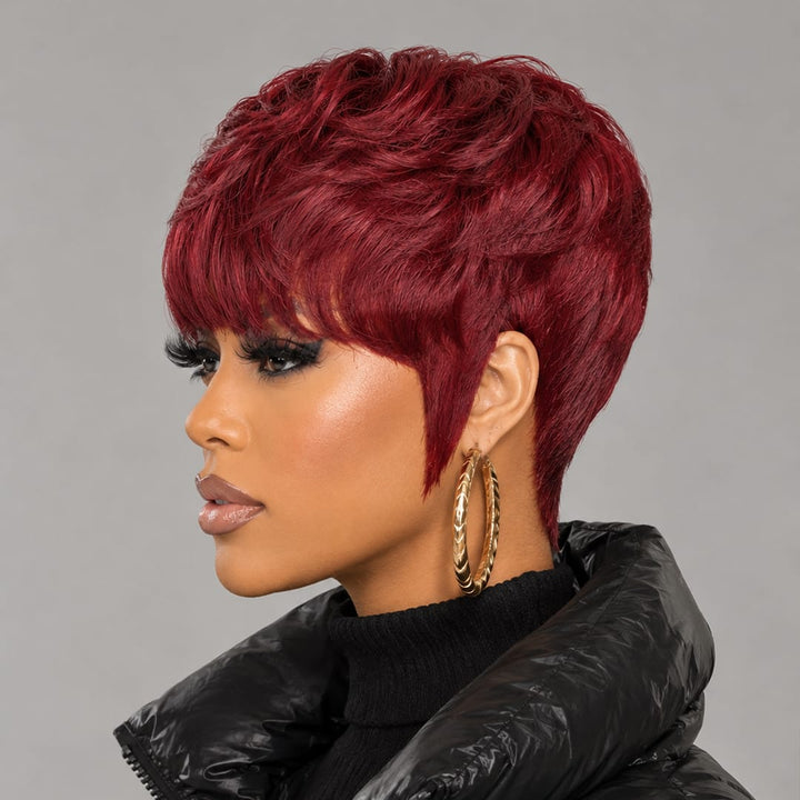 ailuxyhair-fr Perruque Coupe Pixie AILUXY Perruque 99J# Courte et Moderne - Fabrication Machine