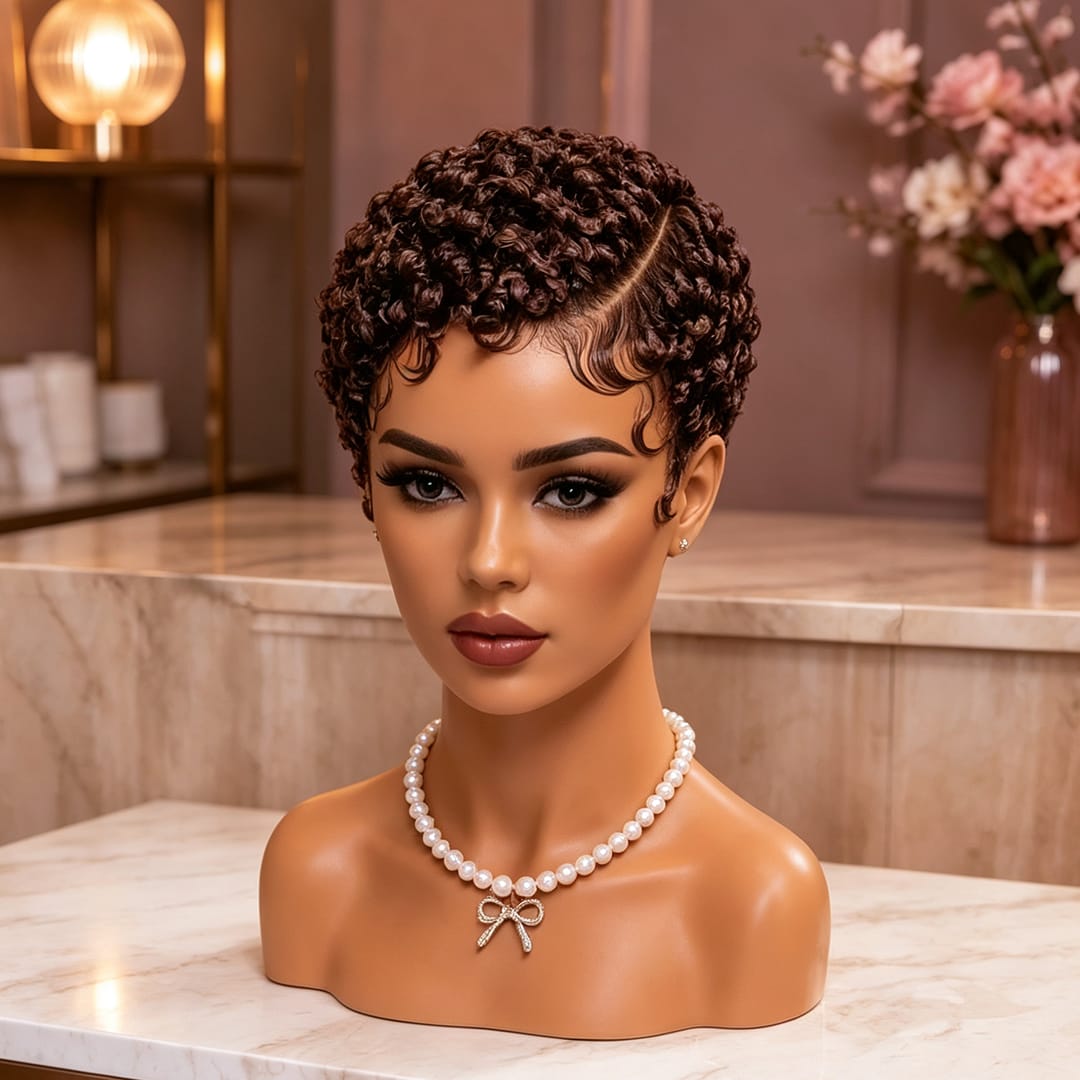 ailuxyhair-fr Perruque Coupe Pixie AILUXY Perruque afro courte bouclée, fini parfait Perruques Pixie, 8 coloris au choix pour toutes les occasions