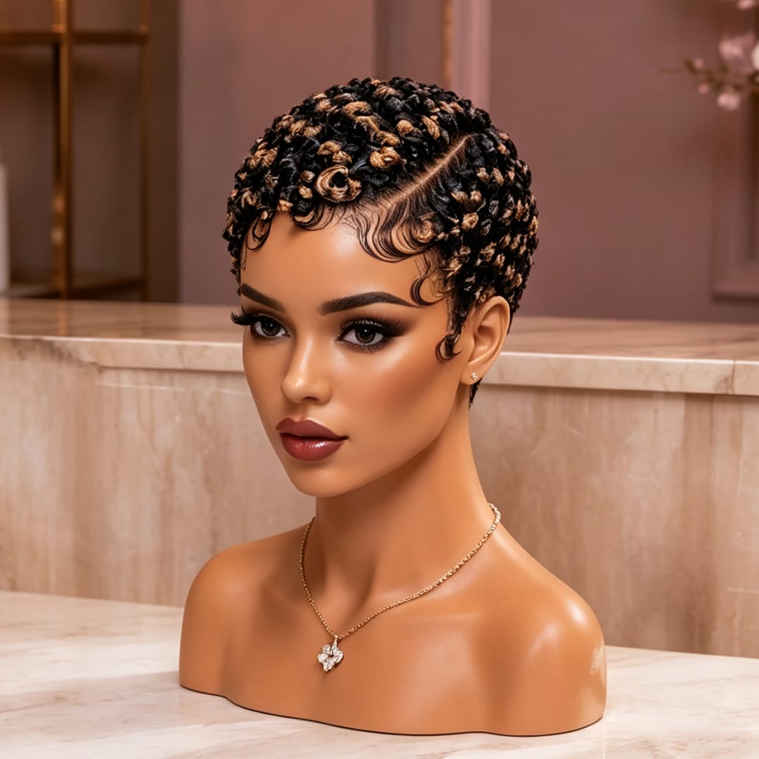 ailuxyhair-fr Perruque Coupe Pixie AILUXY Perruque afro courte bouclée, fini parfait Perruques Pixie, 8 coloris au choix pour toutes les occasions