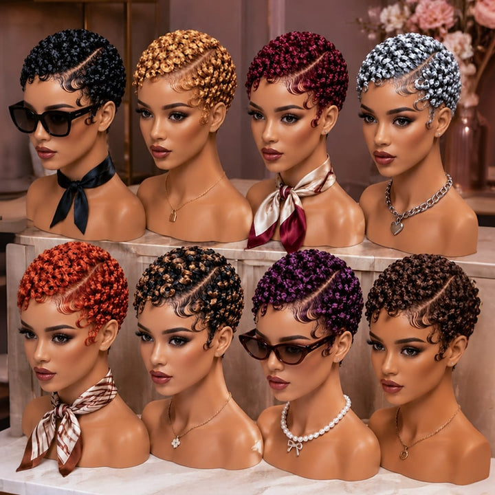 ailuxyhair-fr Perruque Coupe Pixie AILUXY Perruque afro courte bouclée, fini parfait Perruques Pixie, 8 coloris au choix pour toutes les occasions
