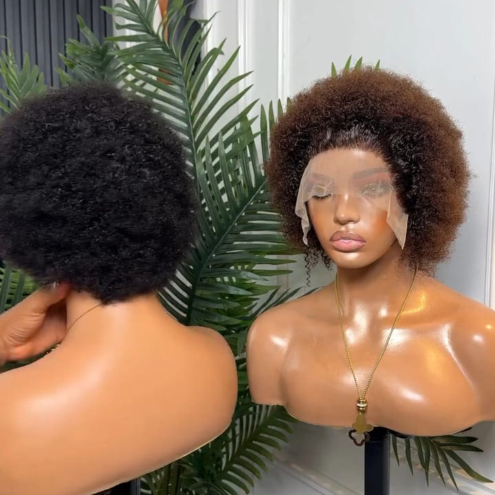 ailuxyhair-fr Perruque Coupe Pixie AILUXY Perruque Afro Courte en Cheveux Humains avec Dentelle Transparente - Effet Naturel & Facile à Porter