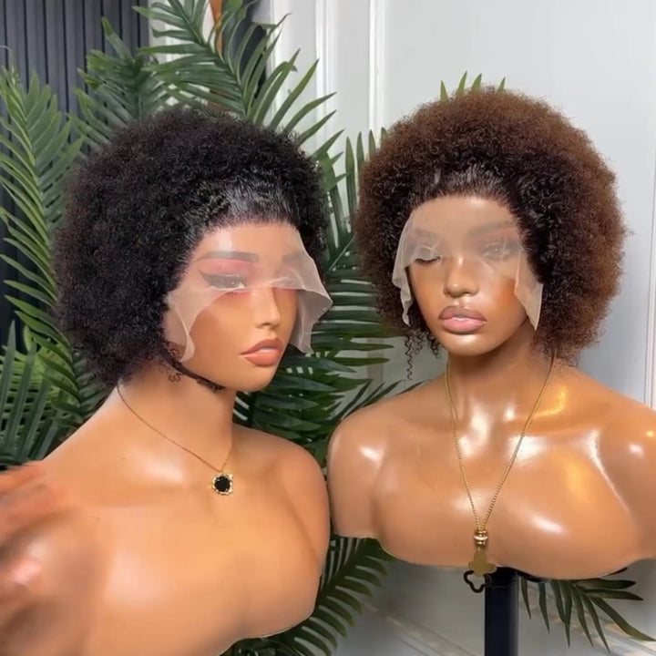ailuxyhair-fr Perruque Coupe Pixie AILUXY Perruque Afro Courte en Cheveux Humains avec Dentelle Transparente - Effet Naturel & Facile à Porter
