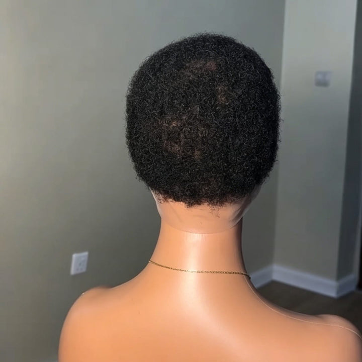 ailuxyhair-fr Perruque Coupe Pixie AILUXY Perruque Courte Curly Afro Naturelle - Cheveux Brésiliens Avec Full Lace Confortable et  Réspirante, Noire Naturelle ,100 % cheveux humains