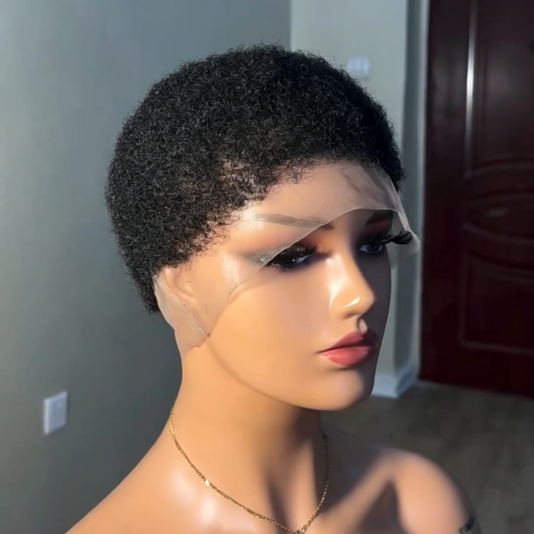 ailuxyhair-fr Perruque Coupe Pixie AILUXY Perruque Courte Curly Afro Naturelle - Cheveux Brésiliens Avec Full Lace Confortable et  Réspirante, Noire Naturelle ,100 % cheveux humains