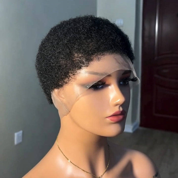 ailuxyhair-fr Perruque Coupe Pixie AILUXY Perruque Courte Curly Afro Naturelle - Cheveux Brésiliens Avec Full Lace Confortable et  Réspirante, Noire Naturelle ,100 % cheveux humains