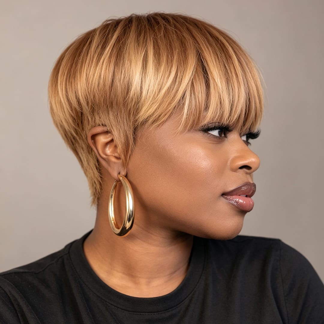 ailuxyhair-fr Perruque Coupe Pixie AILUXY Perruque courte jaune gingembre fabriquée à la machine | Nuance Légère