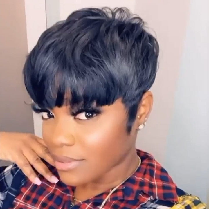 ailuxyhair-fr Perruque Coupe Pixie AILUXY Perruque fabriquée à la machine | Naturelle Courte