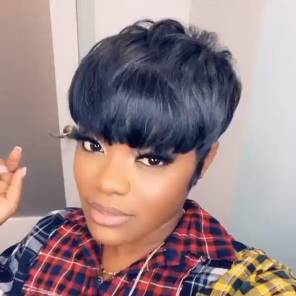 ailuxyhair-fr Perruque Coupe Pixie AILUXY Perruque fabriquée à la machine | Naturelle Courte