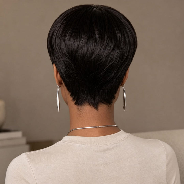 ailuxyhair-fr Perruque Coupe Pixie AILUXY Perruque Noir Courte et Moderne - Fabrication Machine