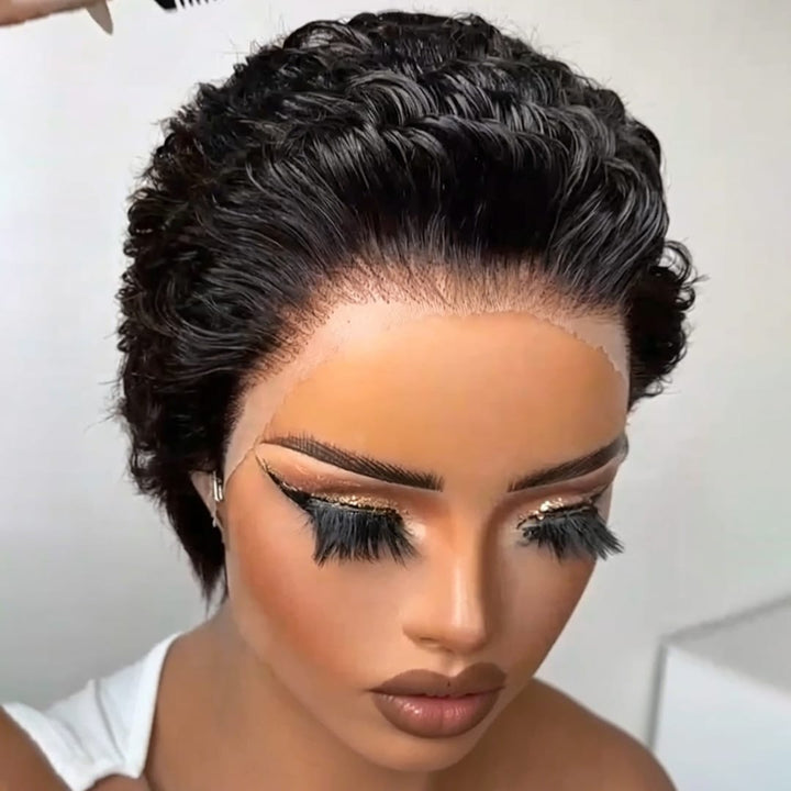 ailuxyhair-fr Perruque Coupe Pixie AILUXY Perruque Pixie Courte  à Ondulation Sculptée , Avec 13x4 Lace Front Invisible,  Finition Effet Vernis, Coupe Ancienne Distinguée