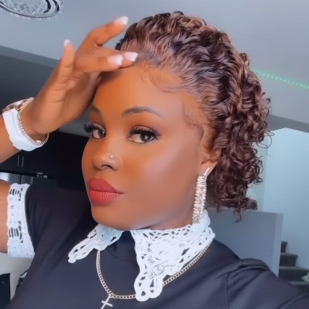 ailuxyhair-fr Perruque Coupe Pixie AILUXY Perruque Pixie Lace 13X1 | Petites Boucles Élégantes 4# - Sans Colle