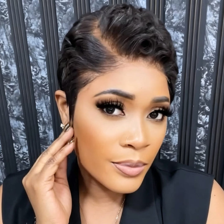 ailuxyhair-fr Perruque Coupe Pixie AILUXY Pixie ondulé noir dentelle HD invisible ultra réaliste Perruque pixie bouclée 100% cheveux humains