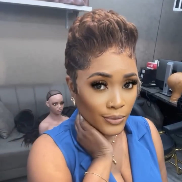 ailuxyhair-fr Perruque Coupe Pixie AILUXY Style Court élégant Dentelle HD Ultra Fine, Cheveux Humains Ondulés Pour un Front réaliste