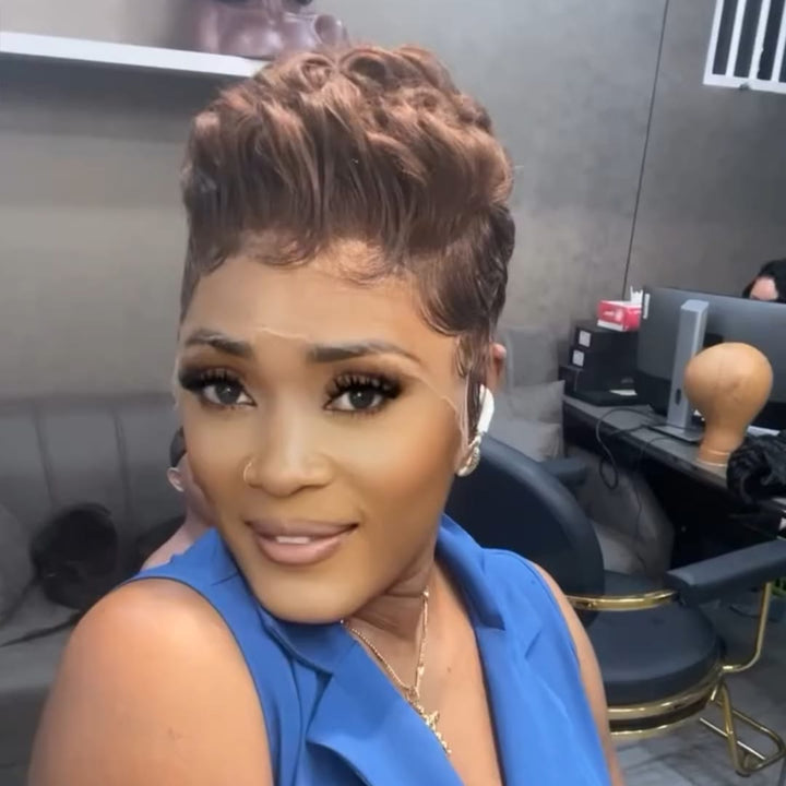 ailuxyhair-fr Perruque Coupe Pixie AILUXY Style Court élégant Dentelle HD Ultra Fine, Cheveux Humains Ondulés Pour un Front réaliste