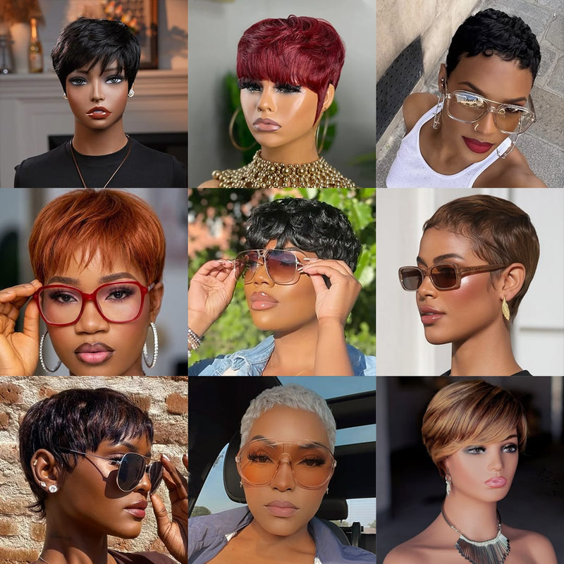 ailuxyhair-fr Perruque Coupe Pixie Boîte surprise Perruque cheveux humains 100% Boîte surprise | Modèle aléatoire, liquidation usine, pas de retour
