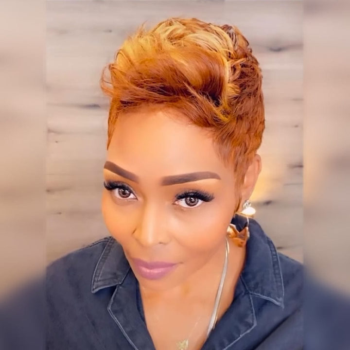 ailuxyhair-fr Perruque Coupe Pixie identique à l'image Ailuxy perruque en dentelle complète Perruque courte colorblock