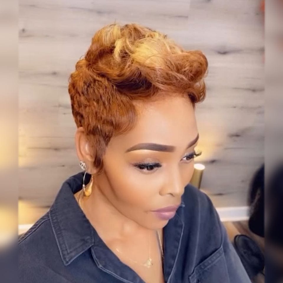 ailuxyhair-fr Perruque Coupe Pixie identique à l'image Ailuxy perruque en dentelle complète Perruque courte colorblock
