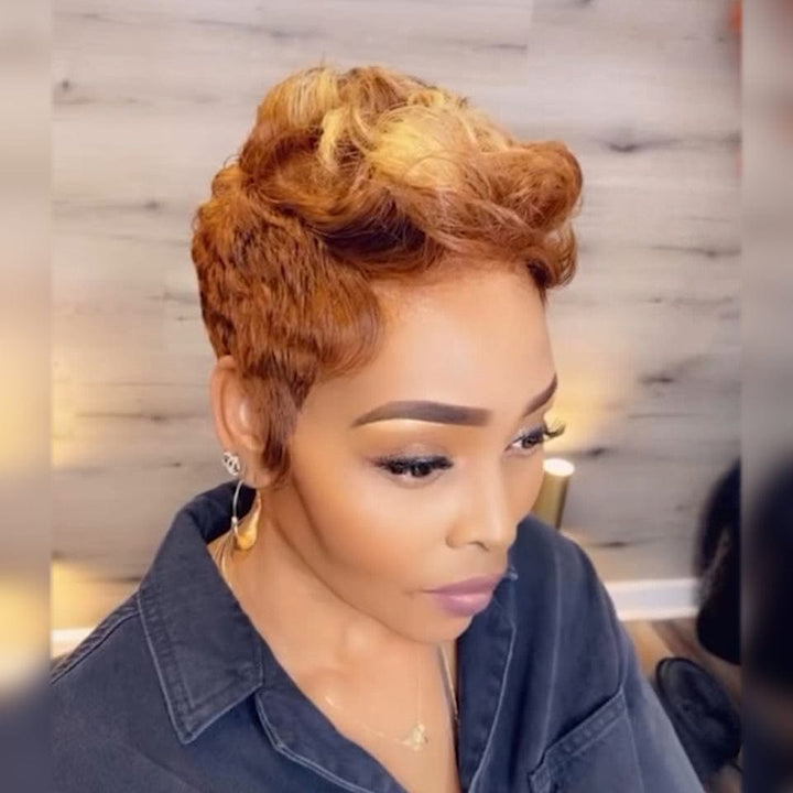 ailuxyhair-fr Perruque Coupe Pixie identique à l'image Ailuxy perruque en dentelle complète Perruque courte colorblock