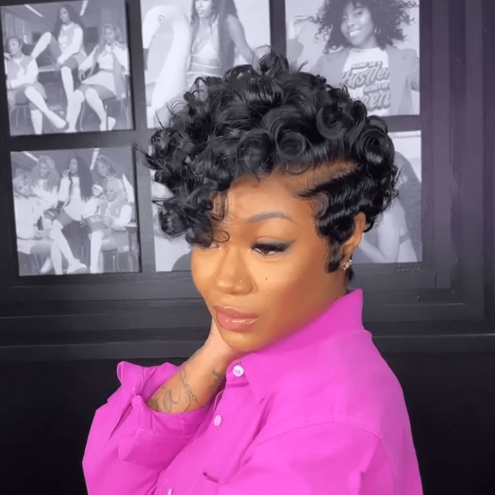 ailuxyhair-fr Perruque Coupe Pixie identique à l'image AILUXY Perruque ondulée noire naturelle sexy