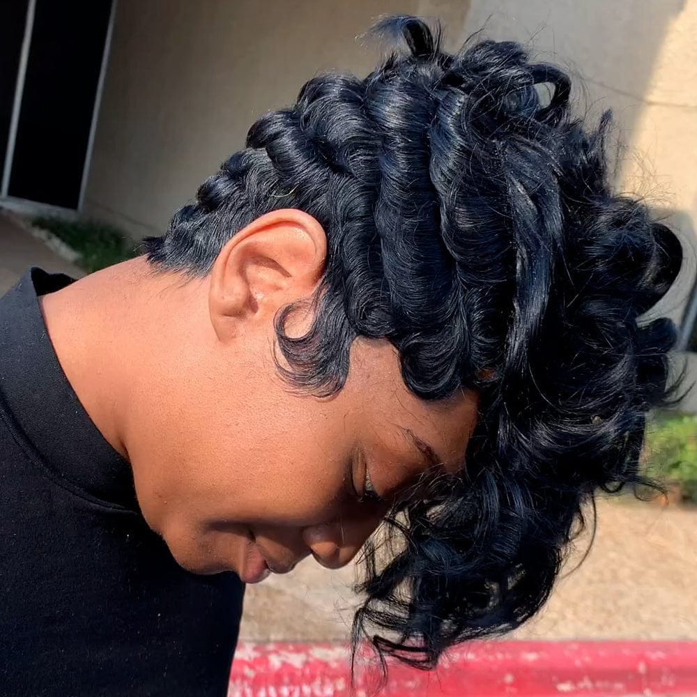 ailuxyhair-fr Perruque Coupe Pixie identique à l'image AILUXY Perruque ondulée noire naturelle sexy