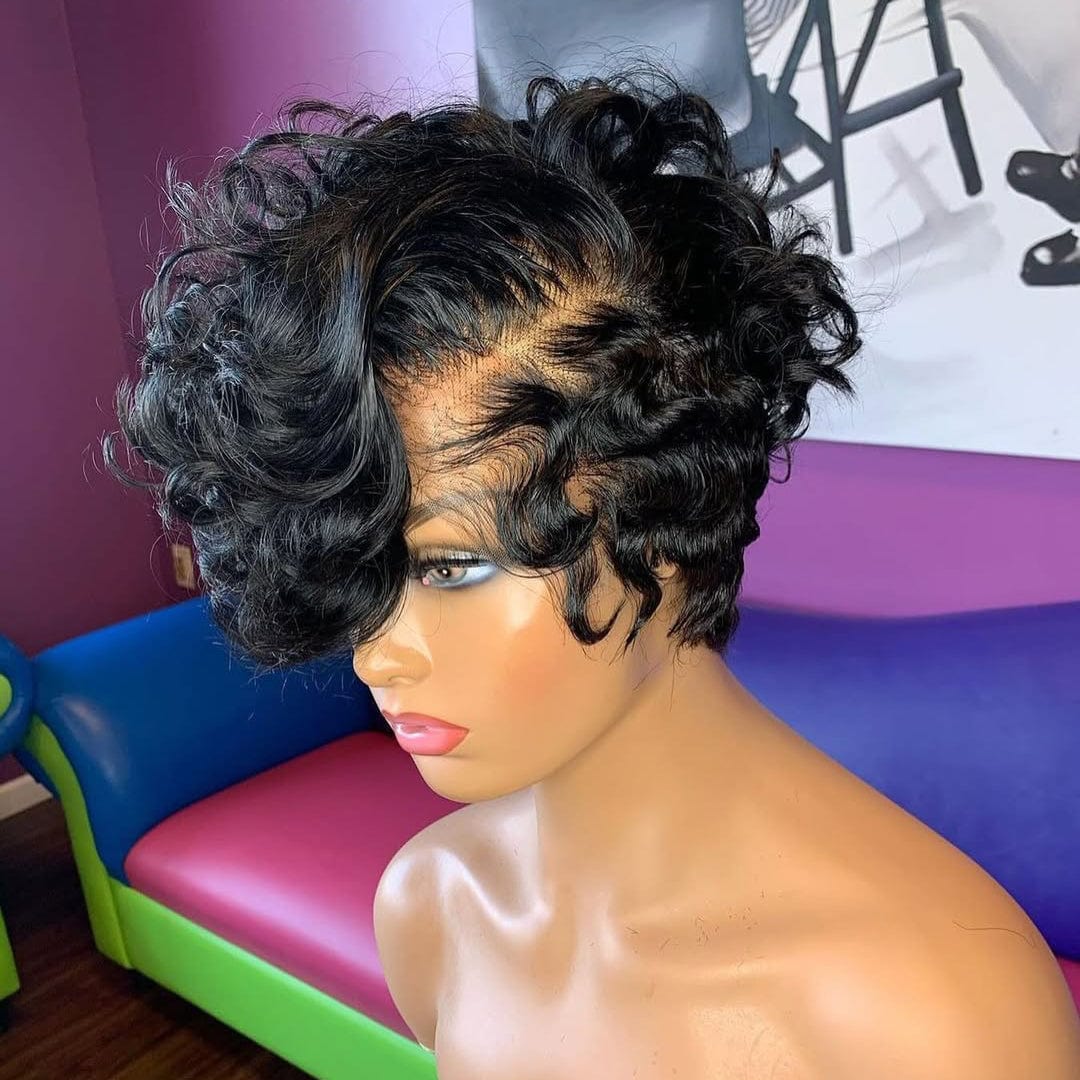 ailuxyhair-fr Perruque Coupe Pixie identique à l'image AILUXY Perruque star noire lace 5x5