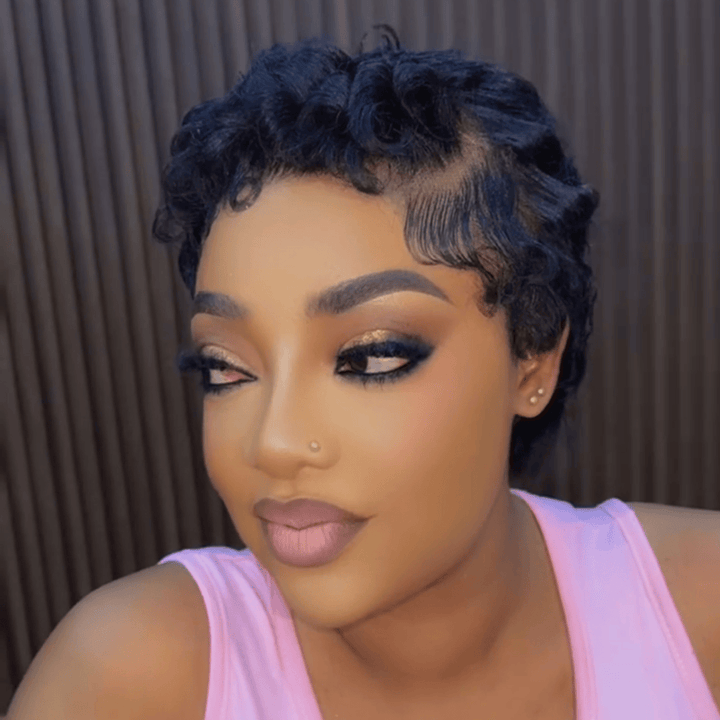ailuxyhair-fr Perruque Coupe Pixie Identique à la phonto AILUXY Perruque Pixie à Petites Boucles Courtes lace Frontal 13x4 Hair Naturel