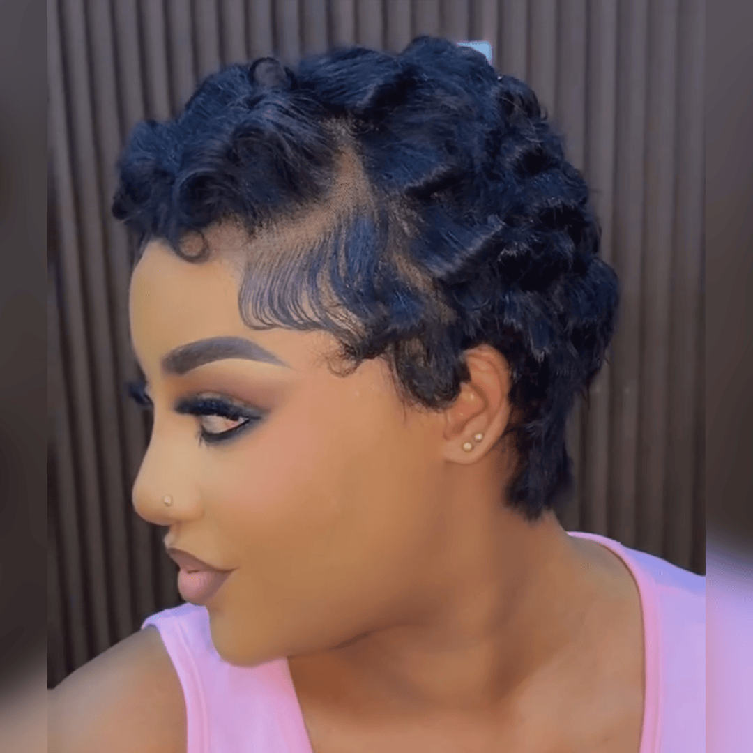 ailuxyhair-fr Perruque Coupe Pixie Identique à la phonto AILUXY Perruque Pixie à Petites Boucles Courtes lace Frontal 13x4 Hair Naturel