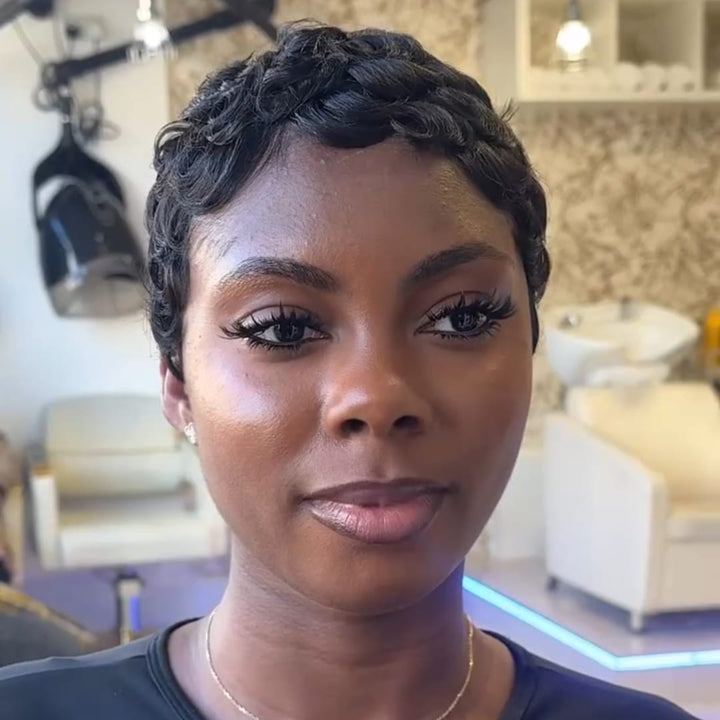 ailuxyhair-fr Perruque Coupe Pixie Identique à la phonto AILUXY Perruque Pixie à Petites Boucles Courtes Sans Colle Hair Naturel tendance et personnalisable