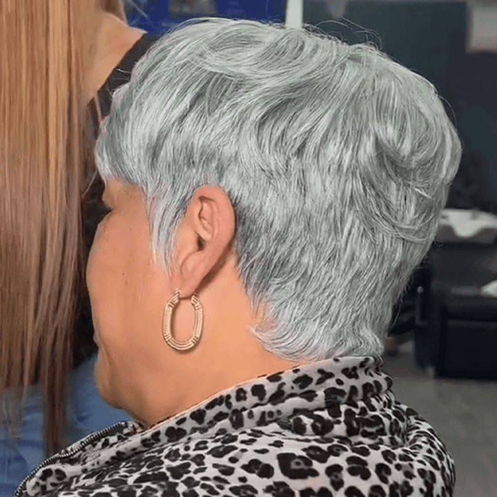 ailuxyhair-fr Perruque Coupe Pixie Identique à la photo 16pouces AILUXY Perruque courts personnalisés Style gris
