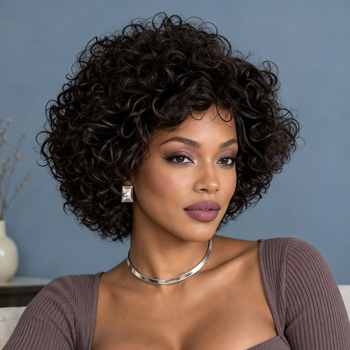 ailuxyhair-fr Perruque Coupe Pixie Identique à la photo （4#） AILUXY Perruque personnalisée avancée Cheveux bouclés, frange, couleur 4