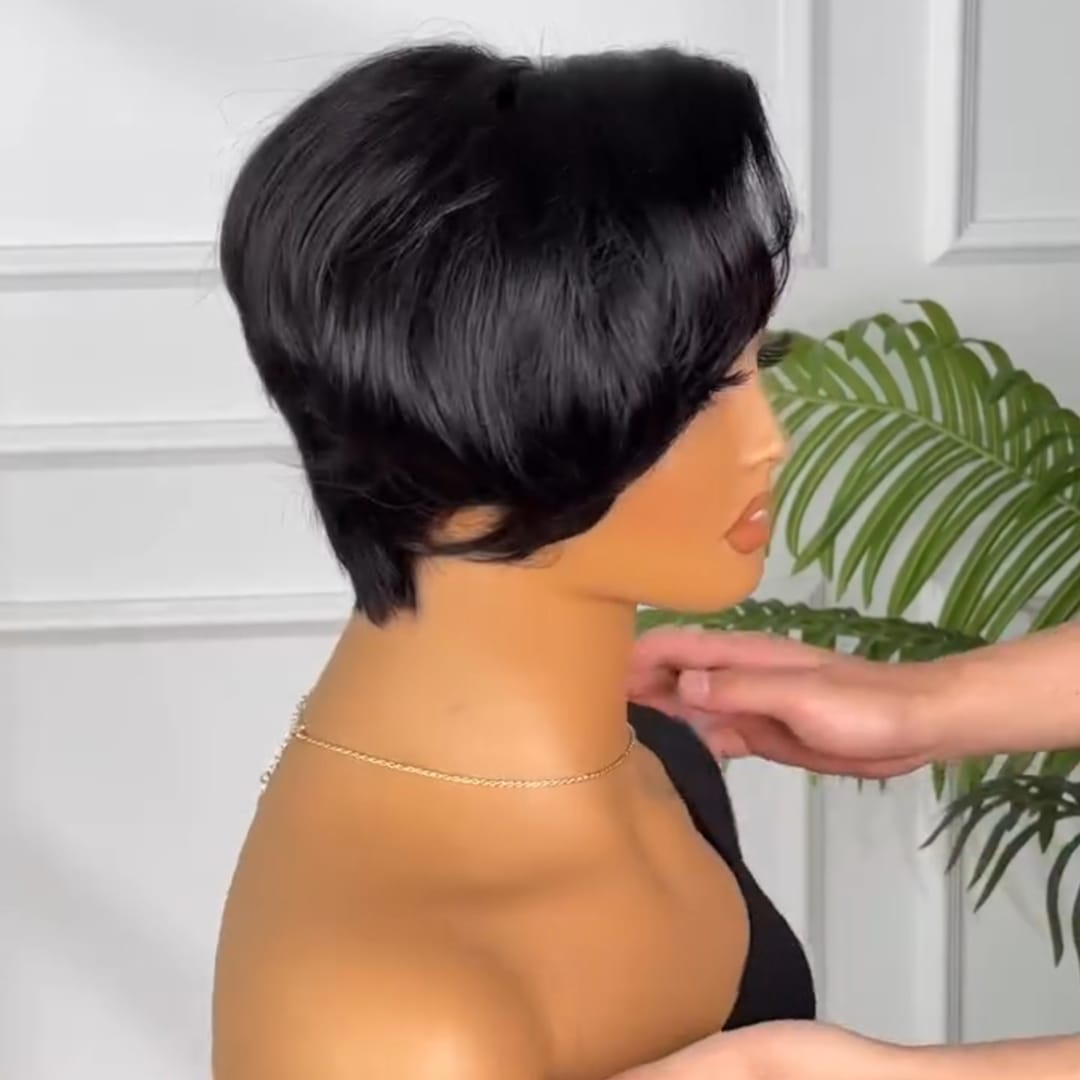 ailuxyhair-fr Perruque Coupe Pixie Identique à la photo AILUXY Perruque Bob Ondulée Latérale Lace Front Invisible Cheveux Naturels Humains