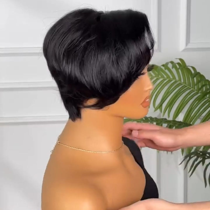 ailuxyhair-fr Perruque Coupe Pixie Identique à la photo AILUXY Perruque Bob Ondulée Latérale Lace Front Invisible Cheveux Naturels Humains