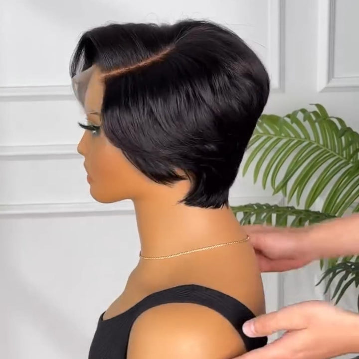 ailuxyhair-fr Perruque Coupe Pixie Identique à la photo AILUXY Perruque Bob Ondulée Latérale Lace Front Invisible Cheveux Naturels Humains