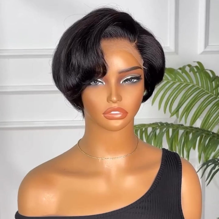 ailuxyhair-fr Perruque Coupe Pixie Identique à la photo AILUXY Perruque Bob Ondulée Latérale Lace Front Invisible Cheveux Naturels Humains